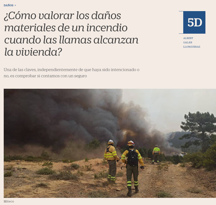 Foto de un incendio en una publicación de Cinco Días